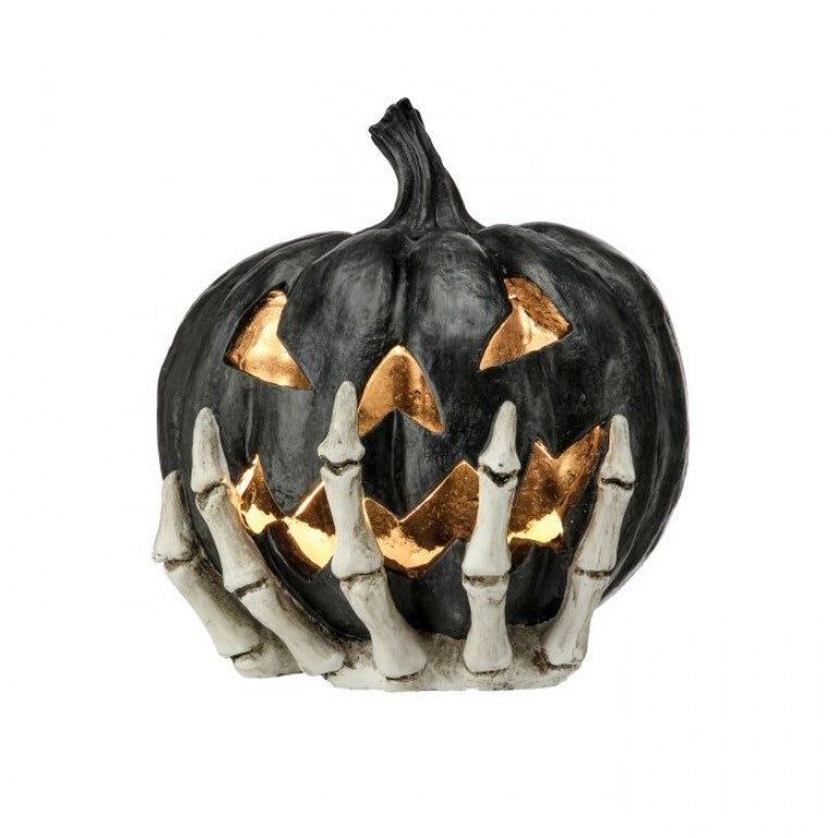 6" LED/BTY/TMR RESIN PUMPKIN ON HAND