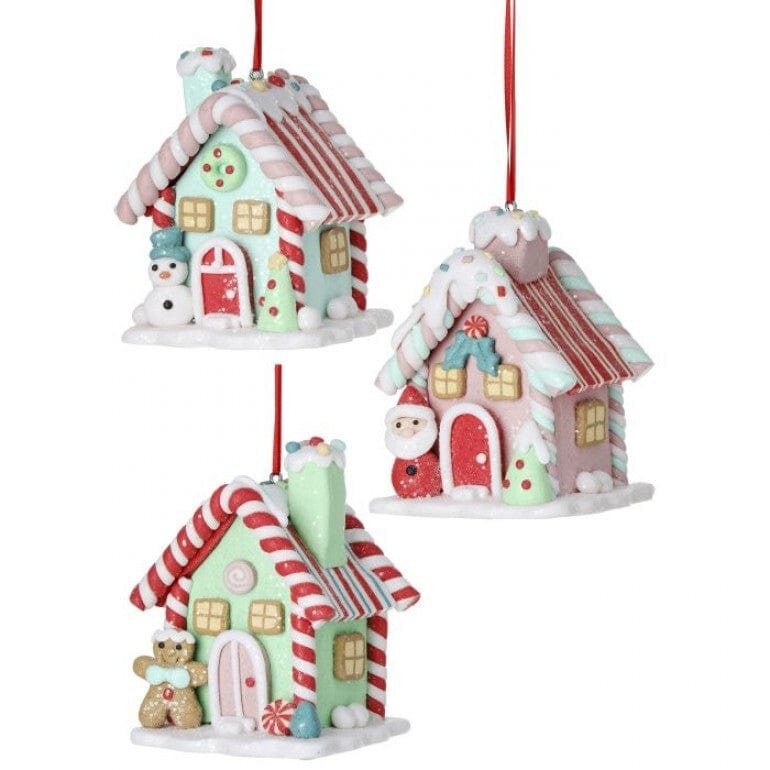 4" CLAY CANDY SWEETS HOUSE ORNAMENT 3/ASSORTED