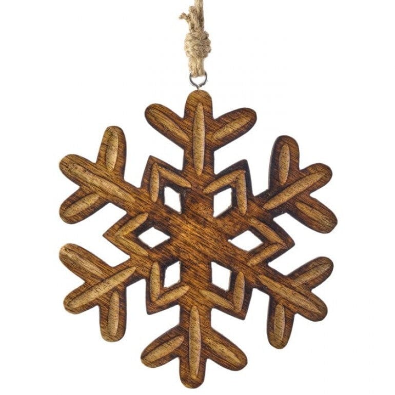 7.5" MANGO WOOD SNOWFLAKE ORNAMENT