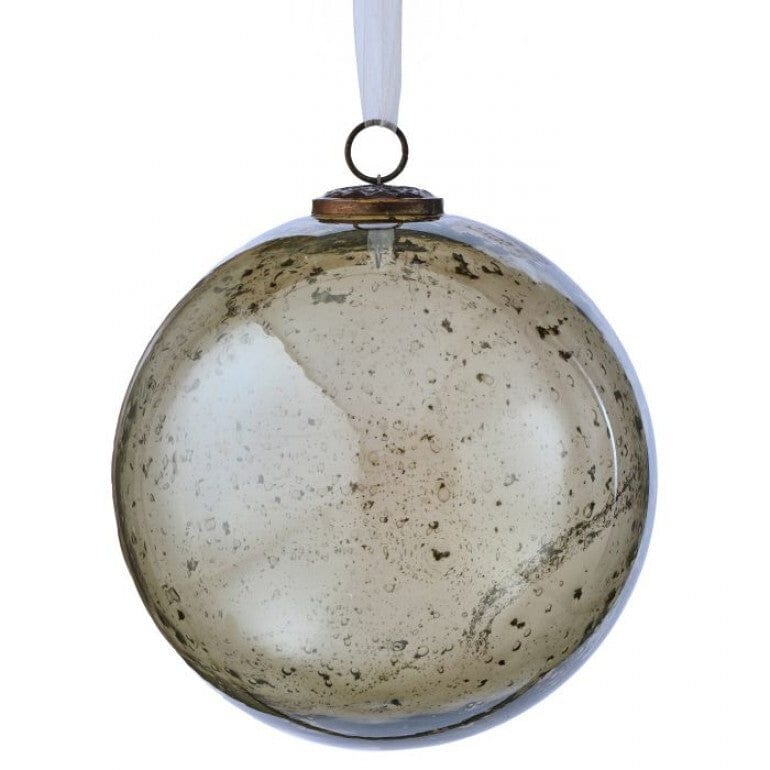 8" HAMMERED SMOKE GLASS BALL ORNAMENT