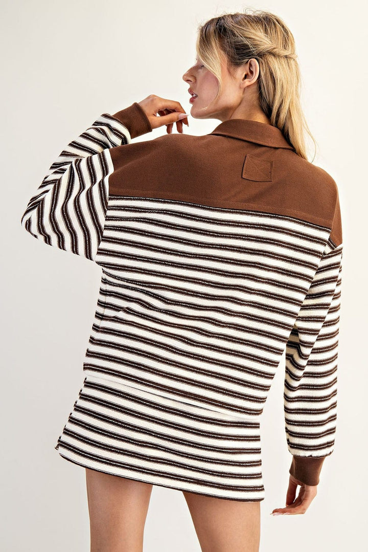 Striped Collar Pull Over