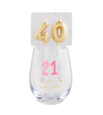 40 Candle Wine Glass Set - Mudpie