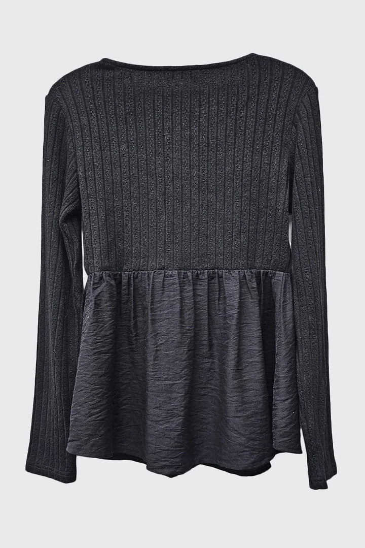 Black Twofer Knit Tie Front Top