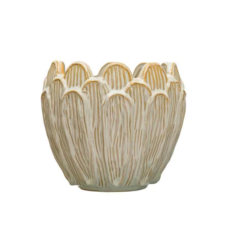 Stoneware Flower Shaped Planter