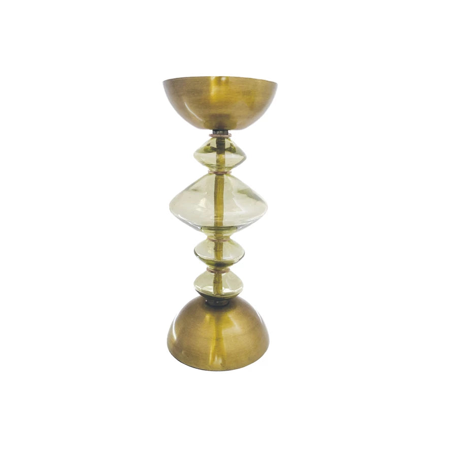 Recycled Glass & Metal Pillar Holder