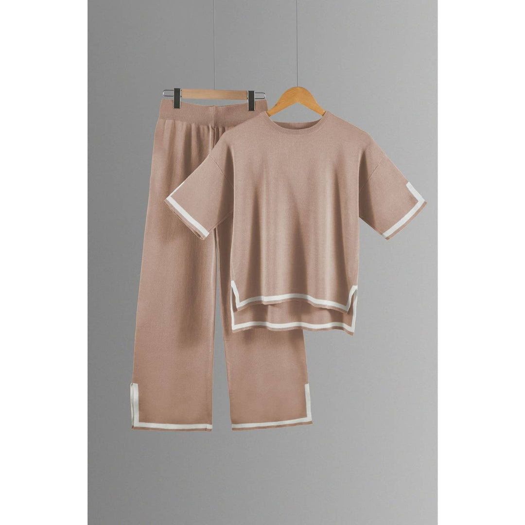 Short sleeve and long pants knit set