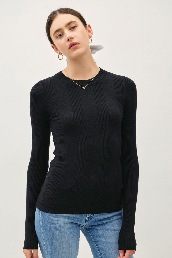 Basic Patterned Knit Sweater
