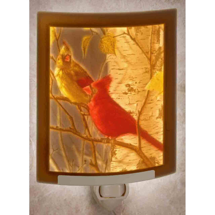 Cardinals Porcelain Lithophane Colored Night Light
