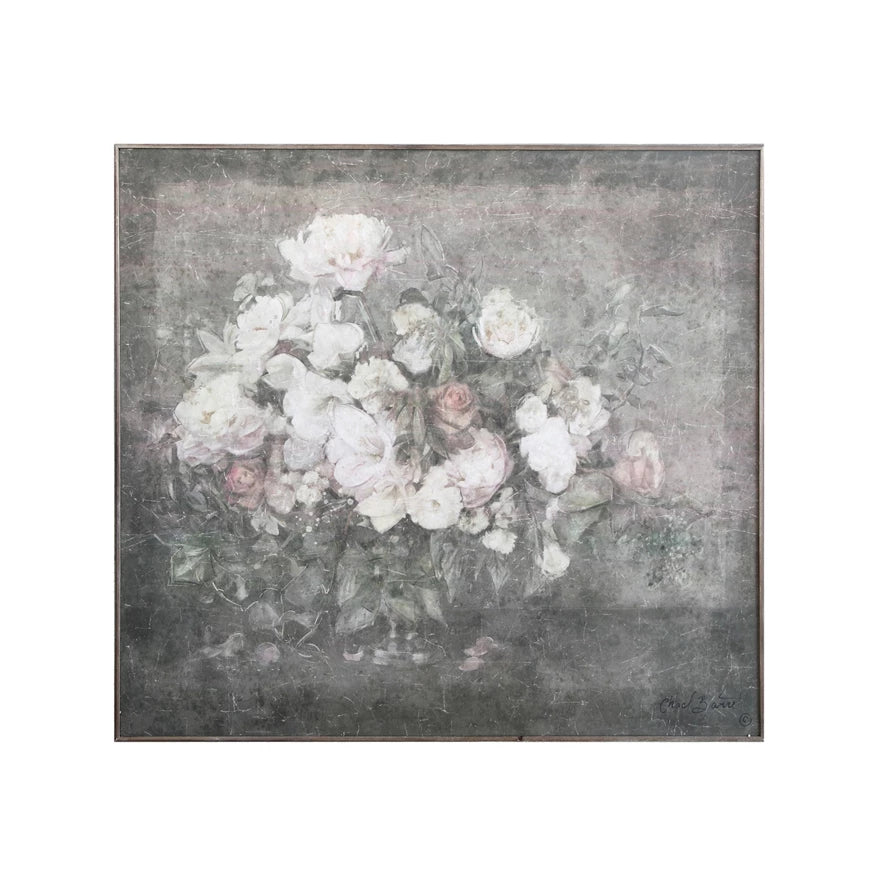 Wood Wall Decor with Flower Bouquet