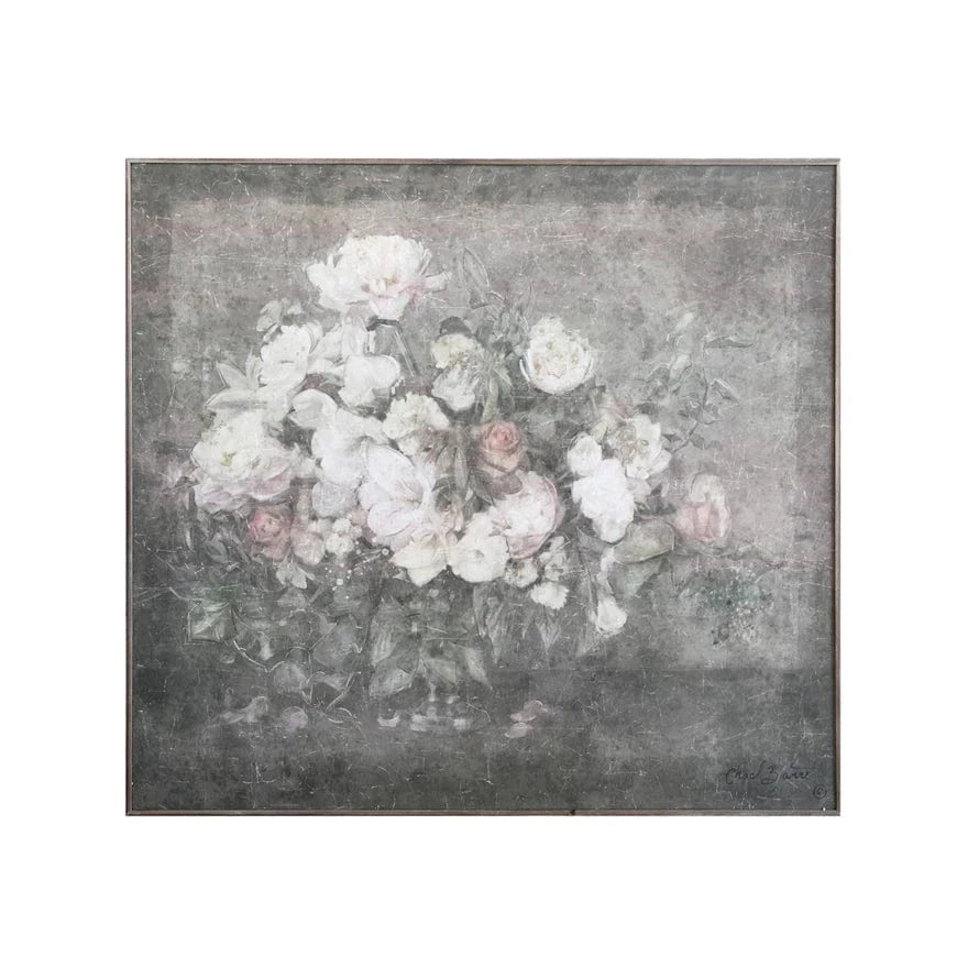 Wood Wall Decor with Flower Bouquet