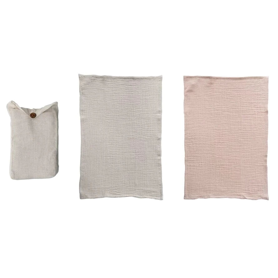 Cotton Double Cloth Tea Towels, Set of 2 in Bag