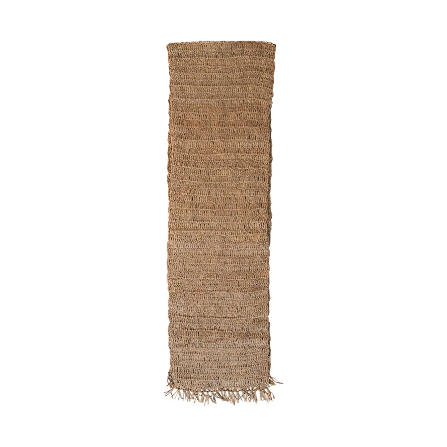 Woven Raffia Table Runner w/ Fringe