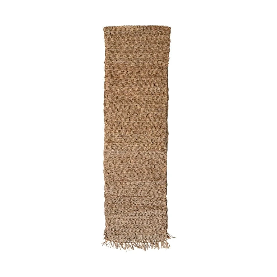 Woven Raffia Table Runner w/ Fringe