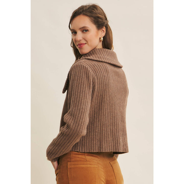 Rib Cardigan with Contrast Bow