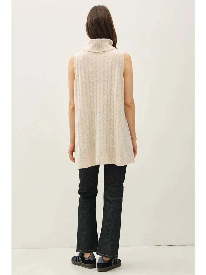 Turtle Neck Cable Knit Tunic Top