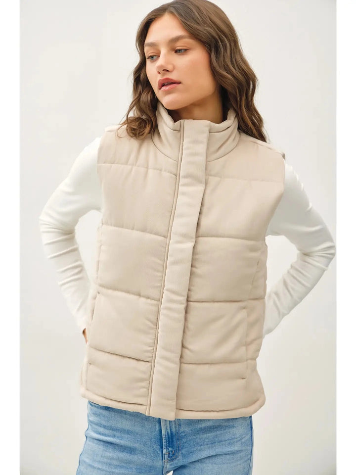 Suede Like Puffer Vest