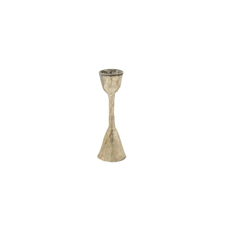 1-1/2" Round x 5"H Hand-Forged Metal Taper Holder, Antique Silver Finish
