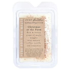 1803 Candles Christmas at the Farm scented soy wax melts in clear clamshell packaging