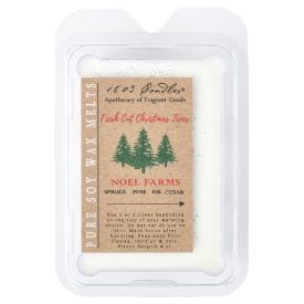 1803 Candles Fresh Cut Christmas Trees soy wax melt clamshell, white with pine tree label