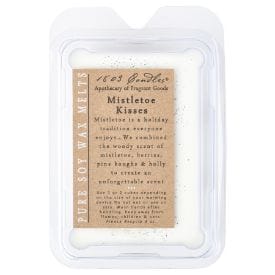 1803 Candles Mistletoe Kisses pure soy wax melts in clear clamshell packaging