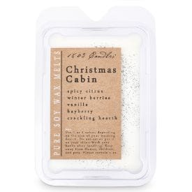 1803 Candles Christmas Cabin soy wax melt clamshell package, cream colored, 6 squares