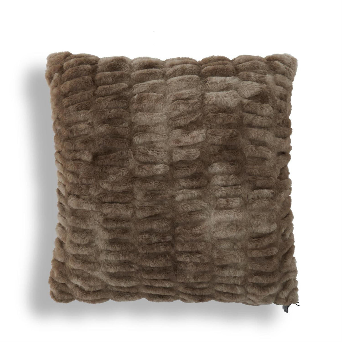 24 Inch Brown Ribbed Vegan Fur Pillow