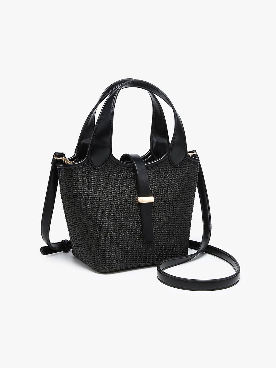 M2830 Serenity Straw Bucket Bag w/ Dual Handles & Strap Closure