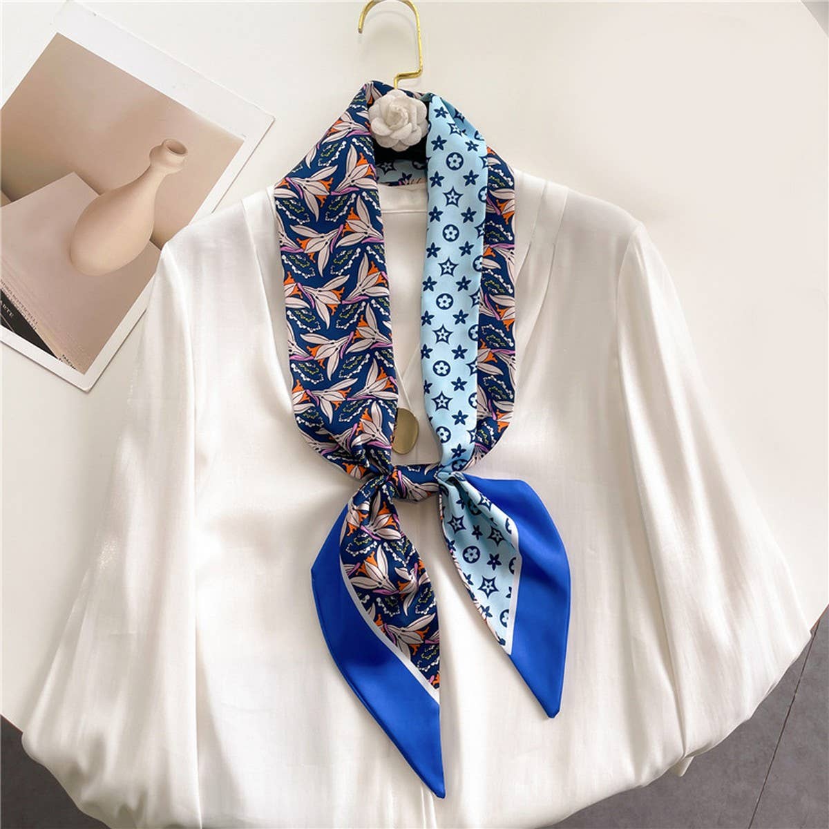 FASHIONABLE DOUBLE-LAYER RIBBON ANGLED HEAD SCARF_CWASC1515