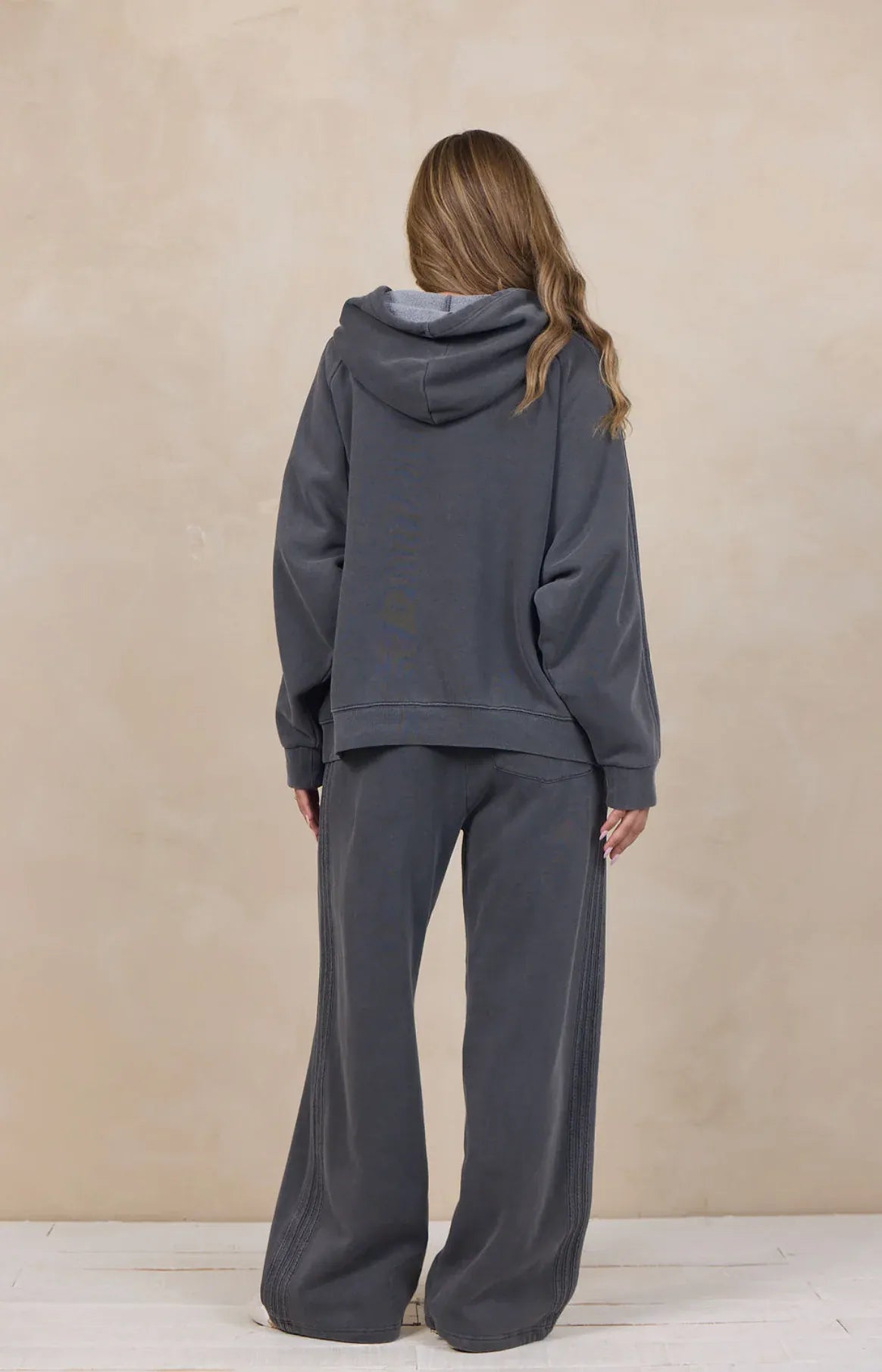 Vintage Havana cement gray wide-leg sweatpants with vertical stripe seam details