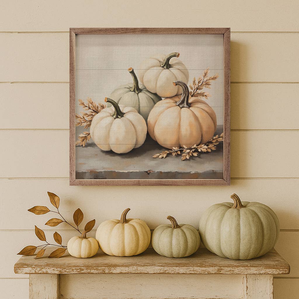 White Pumpkins Square Art Print