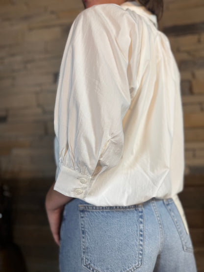 3/4 Sleeve Bubble Hem Blouse