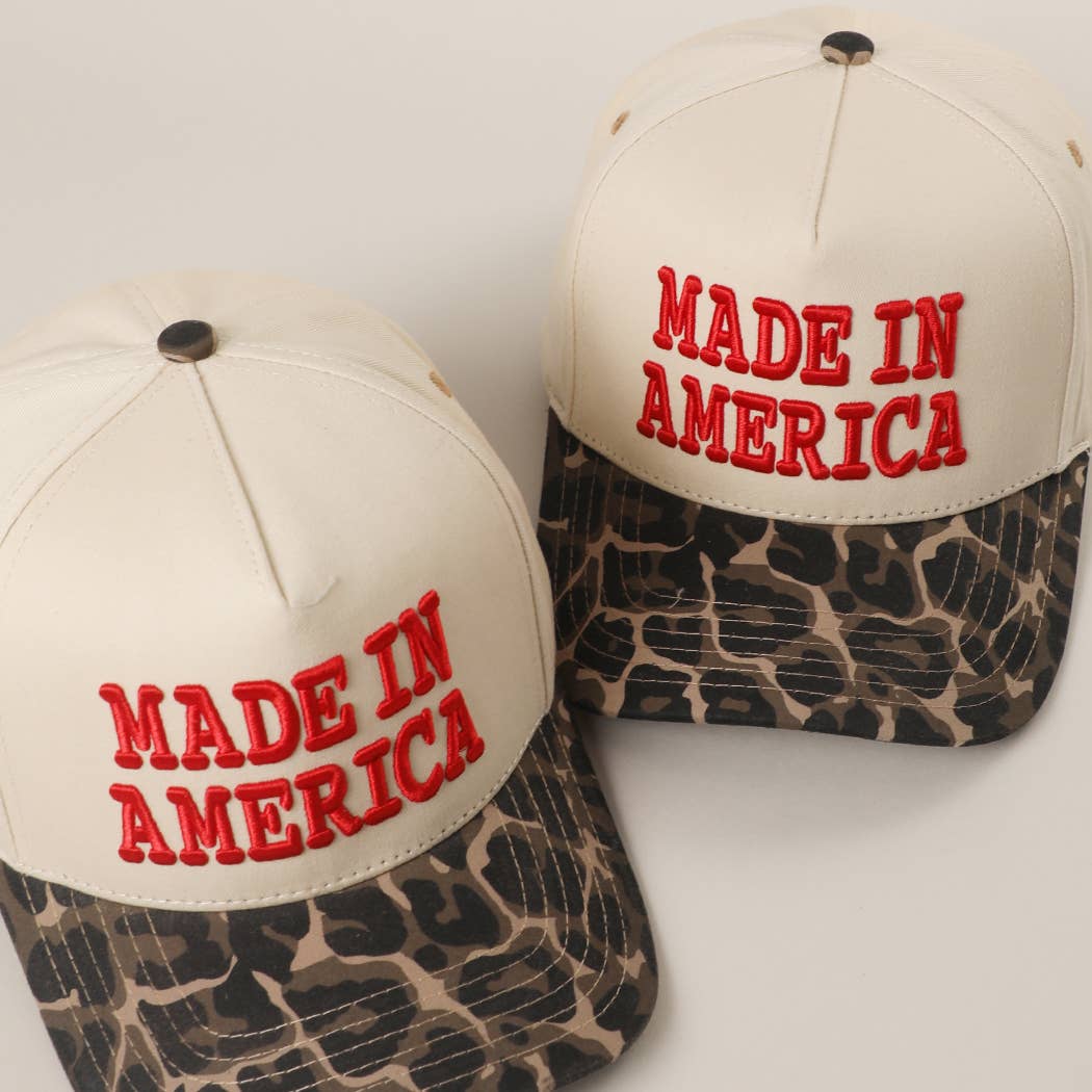 MADE IN AMERICA 3D Embroidered Two-Tone Leopard Brim Trucker