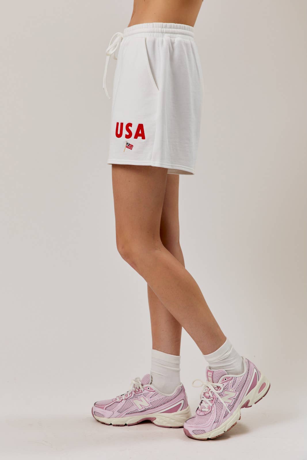 High Rise USA Graphic Embo Sweatshorts