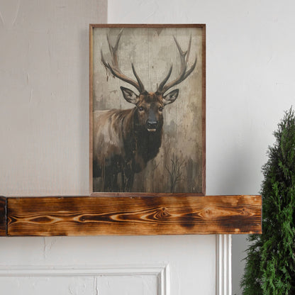 Rustic Elk Portrait Art Print