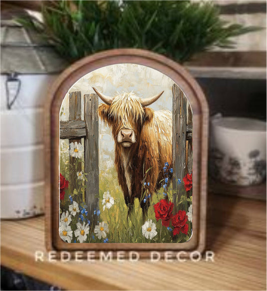 Arch Top Patriotic Highland Framed Art
