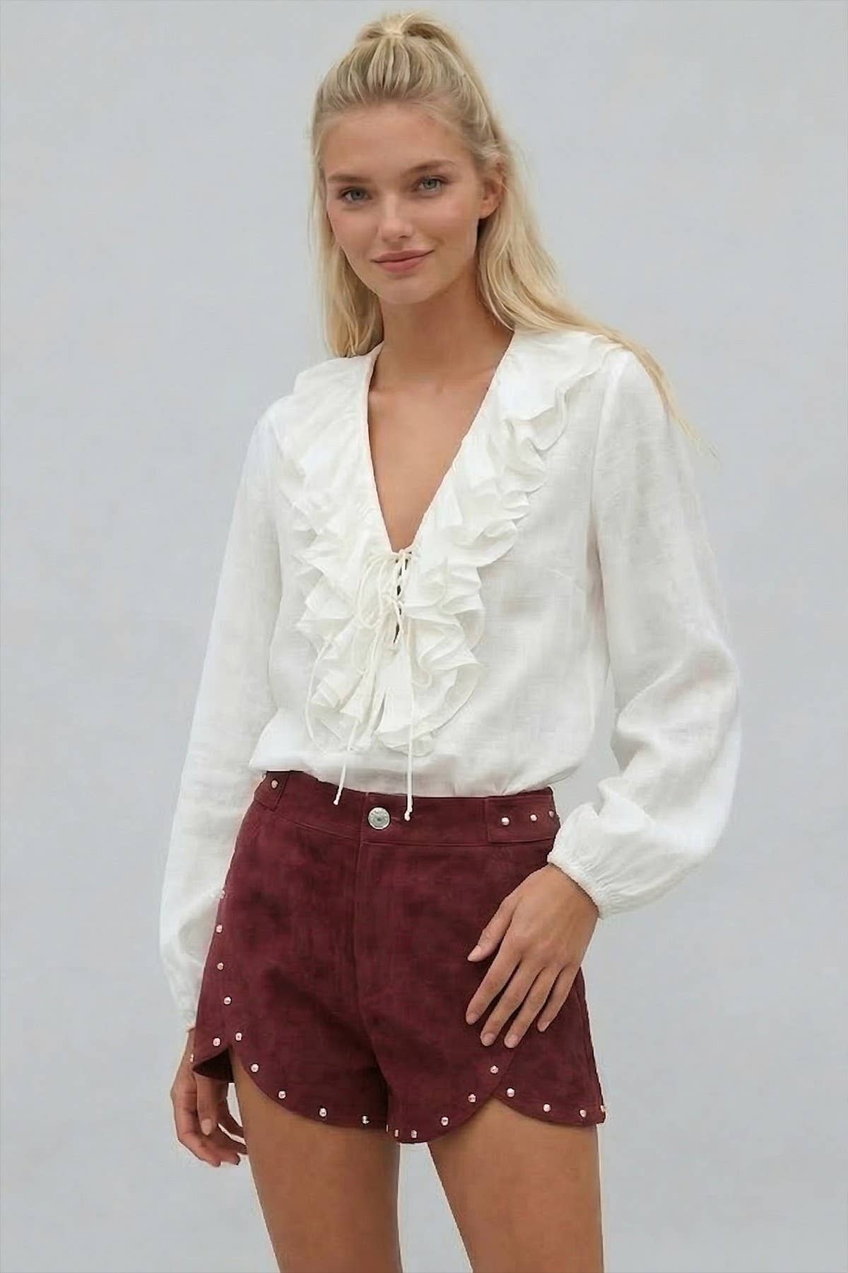 Studded Faux Suede Shorts