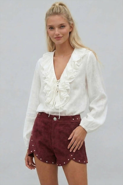 Studded Faux Suede Shorts
