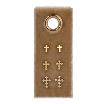 Cross Velvet Set/3 Stud