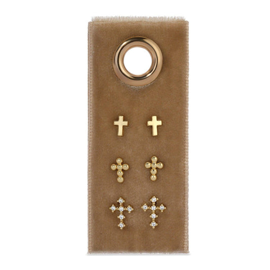 Cross Velvet Set/3 Stud