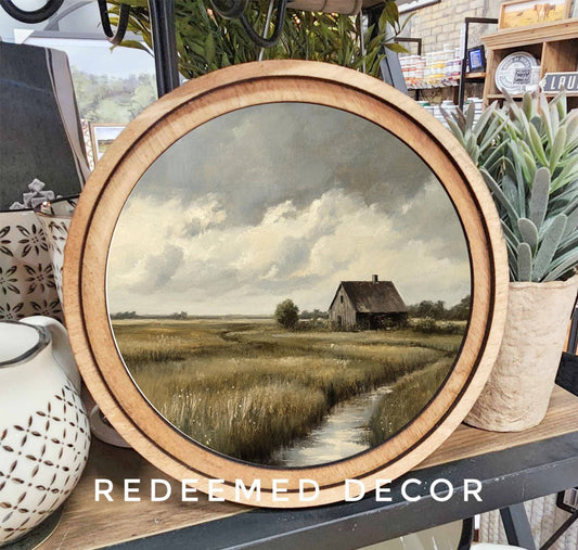 8" Round Stormy Cottage Art