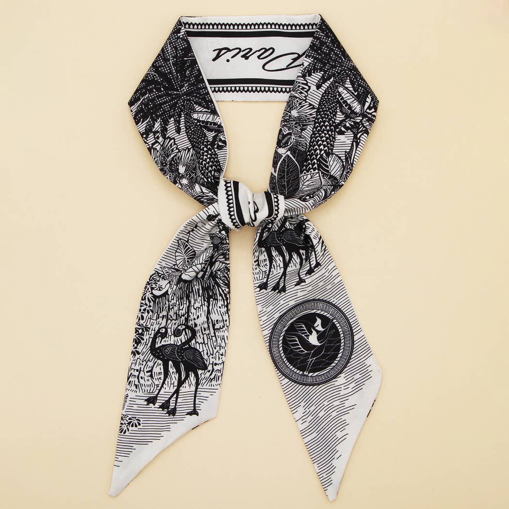 Floral Letter Print Scarf – Headband & Bag Strap_CWASC0061
