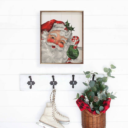 Santa With Candy Cane Art Print