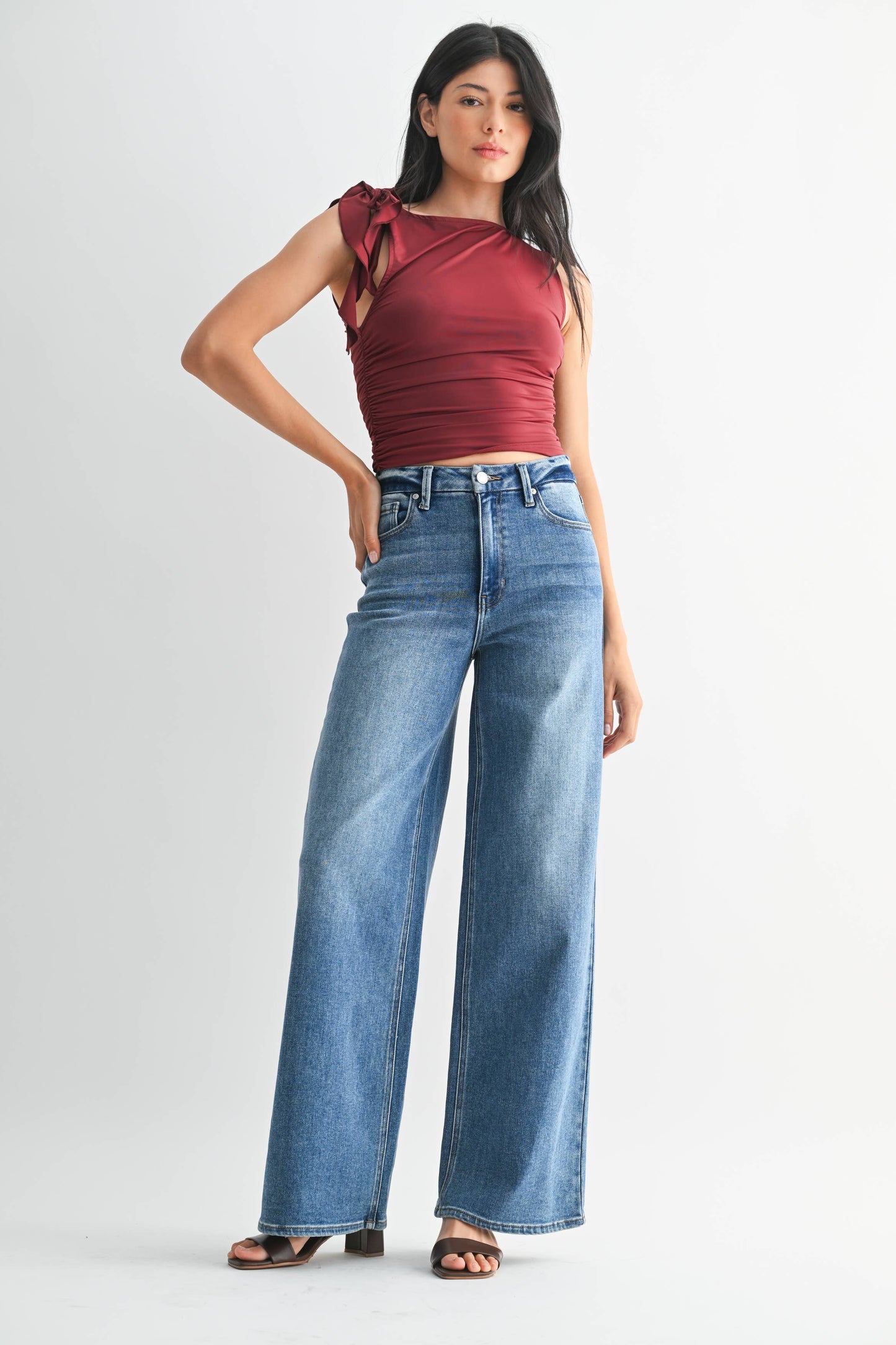 Palazzo Wide Leg Jeans - Medium Wash