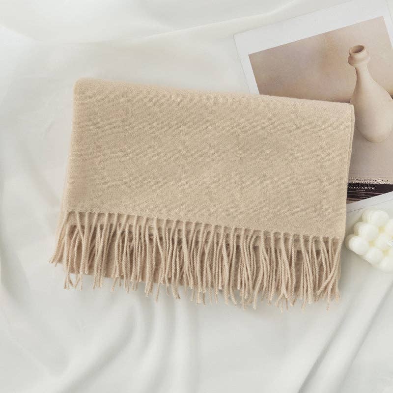 Minimalist Solid Color Tassel Scarf 6W6NSW306