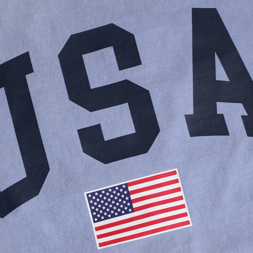 **Pre-Order**  USA American Flag Varsity Garment-Dyed Heavy Cotton T-Shirt