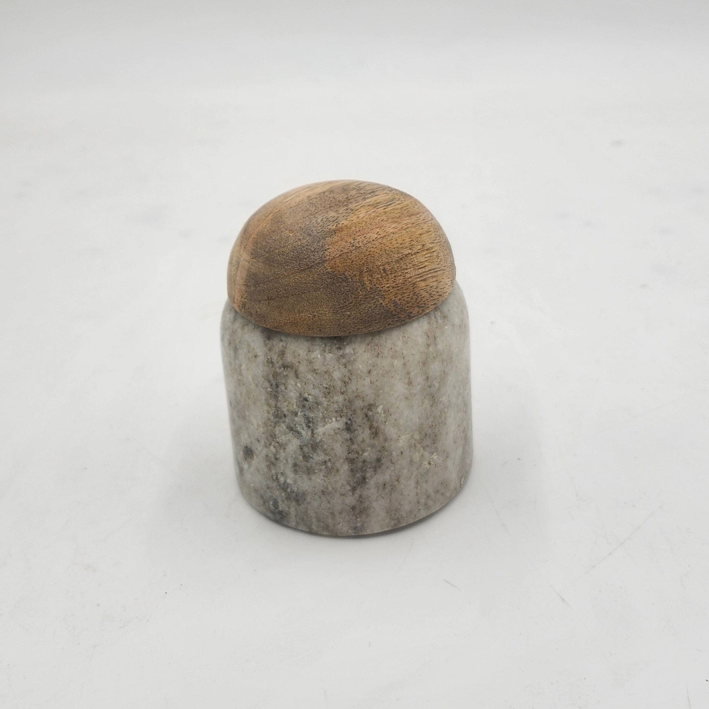 Medium Marble Canister With Wood Lid