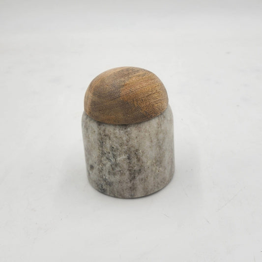 Medium Marble Canister With Wood Lid
