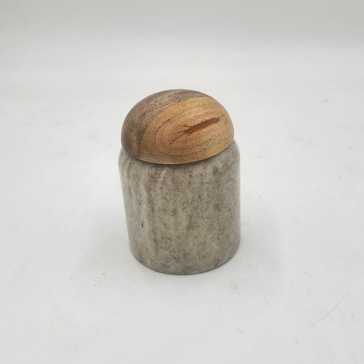 Large Marble Canister W Mango Wood Lid