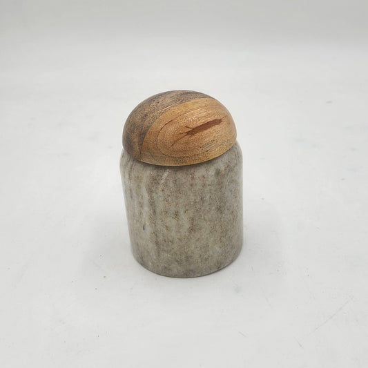 Large Marble Canister W Mango Wood Lid