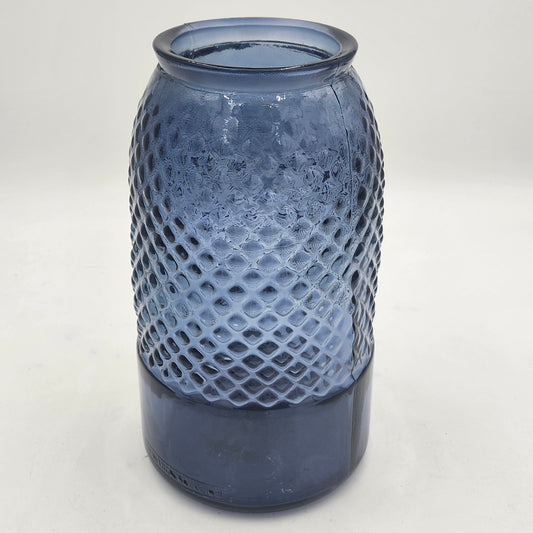 Blue Embossed Recycled Glass Vase